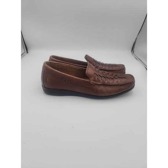 Docker Ferndale Loafers Mens Size‎ 9M Brown Leather Memory Foam Weaved Print - Picture 3 of 8